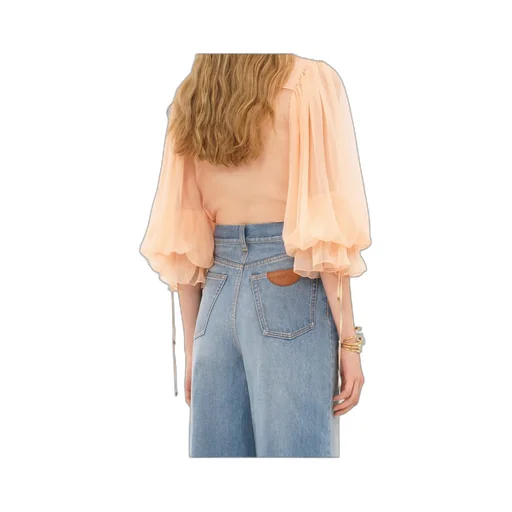 Semi-Sheer Long-Sleeved Blouse
