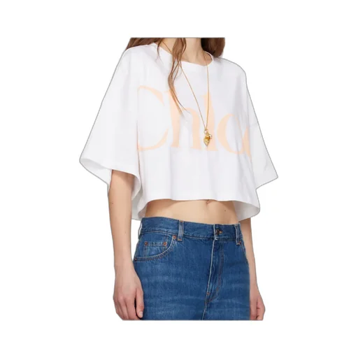 Logo Printed Oversized Cropped T-Shirt