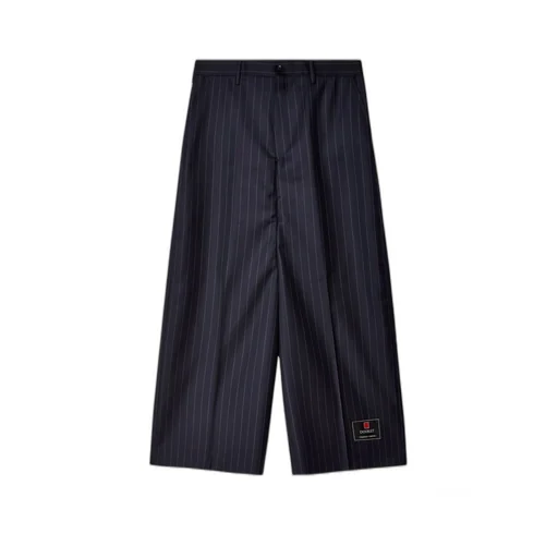 Pinstriped Wide-Leg Wool Trousers