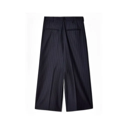 Pinstriped Wide-Leg Wool Trousers