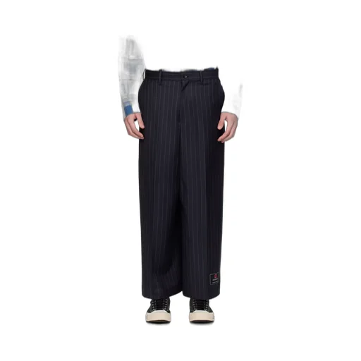 Pinstriped Wide-Leg Wool Trousers