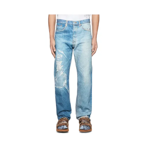 Ripped-Detail Denim Jeans