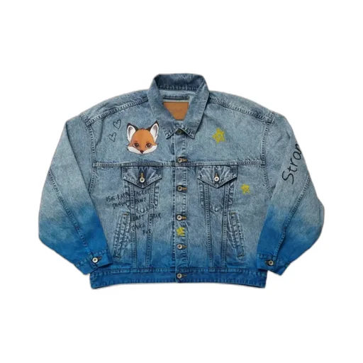 Anime Hand-Printing Denim Jacket