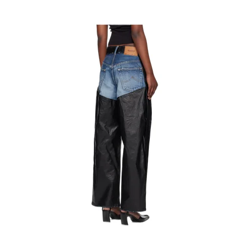 Faux-Leather Coating Chaps Jeans