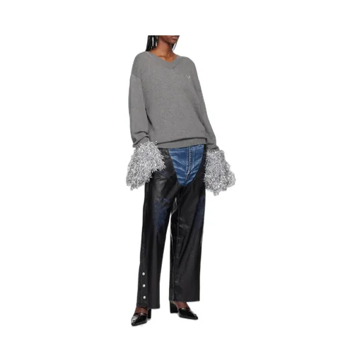 Faux-Leather Coating Chaps Jeans