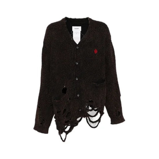 Distressed-Effect Knitted Cardigan