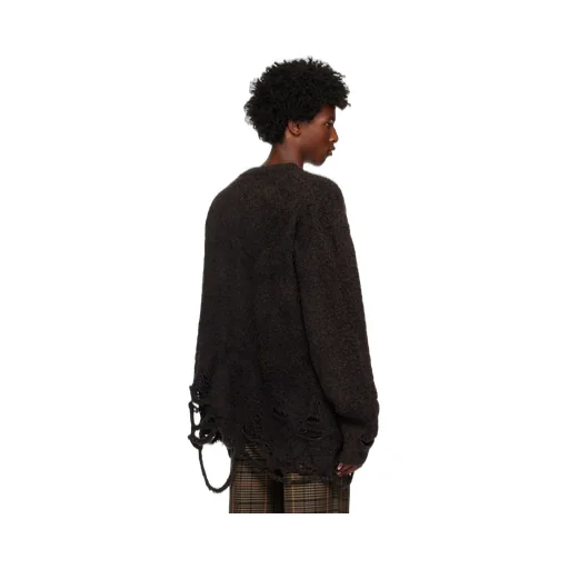 Distressed-Effect Knitted Cardigan