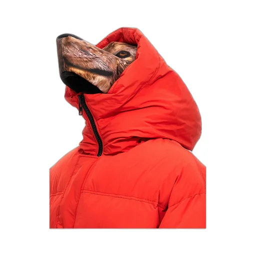 Padded Animal Motif-Hoodie Jacket