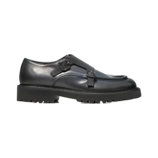 Double-Buckle Almond Toe Monk Shoes