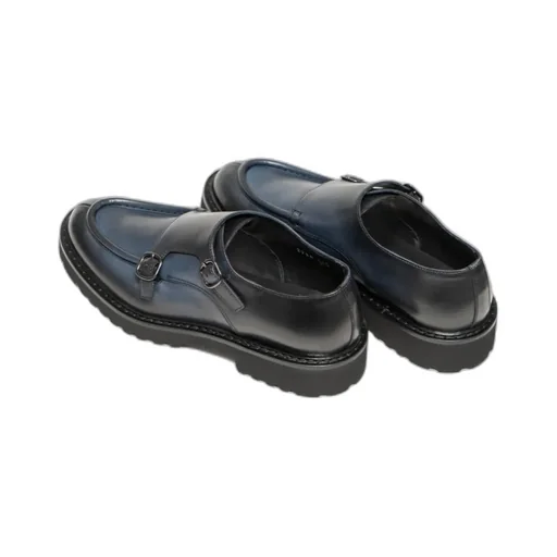 Double-Buckle Almond Toe Monk Shoes