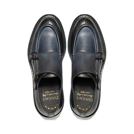 Double-Buckle Almond Toe Monk Shoes