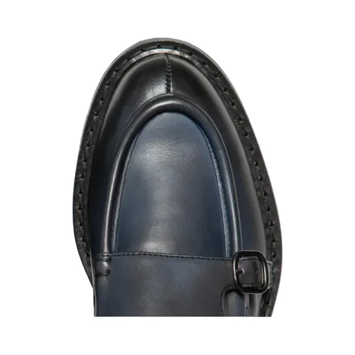 Double-Buckle Almond Toe Monk Shoes