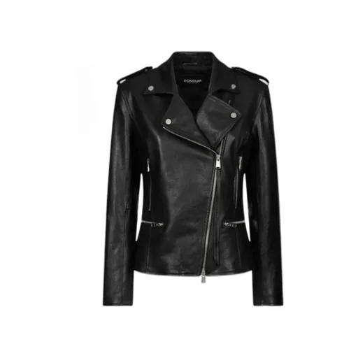Asymmetric Zip Leather Jacket
