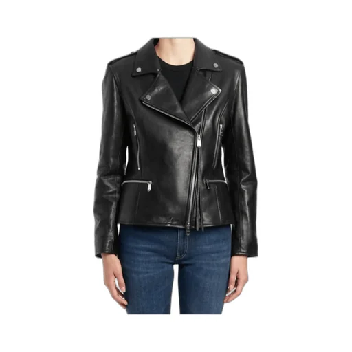 Asymmetric Zip Leather Jacket