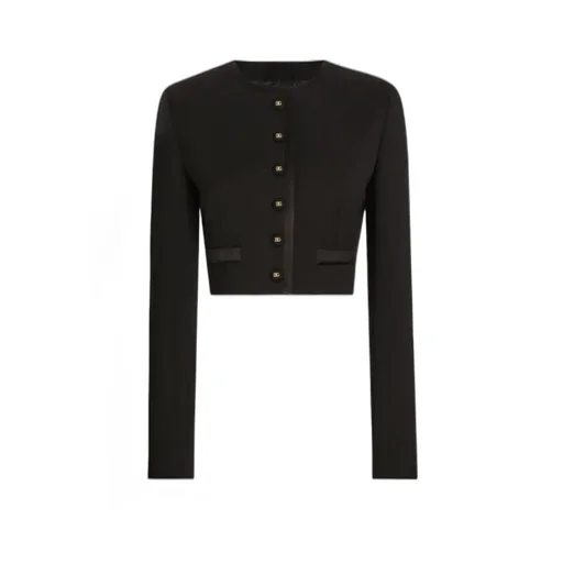 Logo Buttoned Cropped Jacket