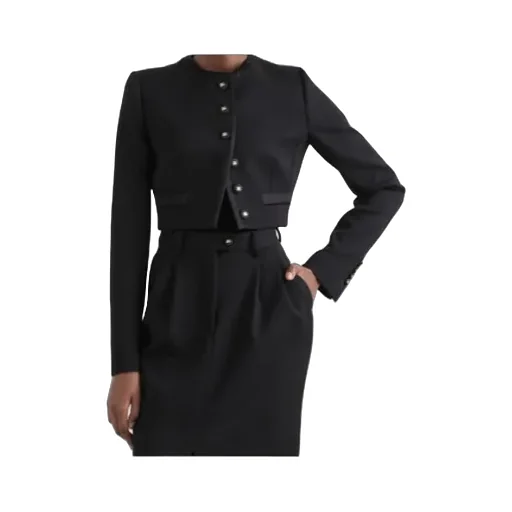 Logo Buttoned Cropped Jacket