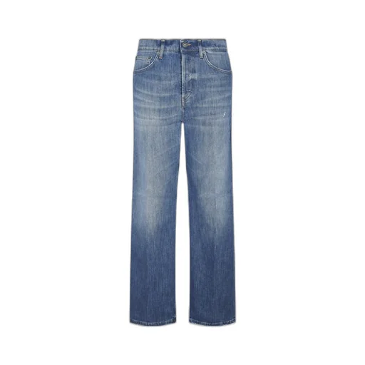 Jewel Button Wide-Leg Jeans