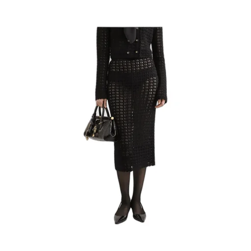 Elastic Waist Crochet Midi Skirt