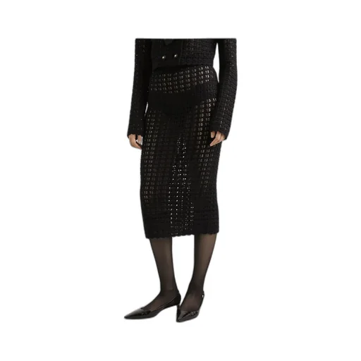 Elastic Waist Crochet Midi Skirt
