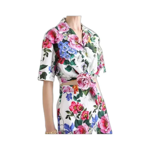 Floral Printed Cropped Shirt