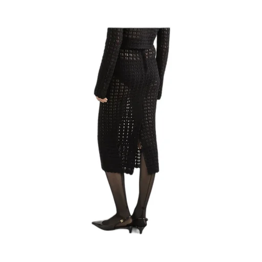 Elastic Waist Crochet Midi Skirt