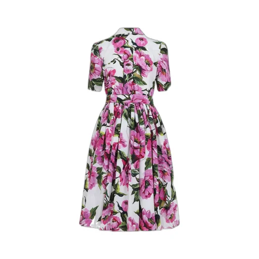 Peonie-Print Cotton Midi Dress