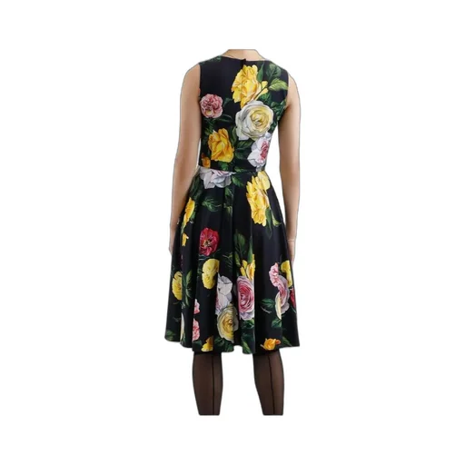 Floral Printed Cady Calf-Length Dress