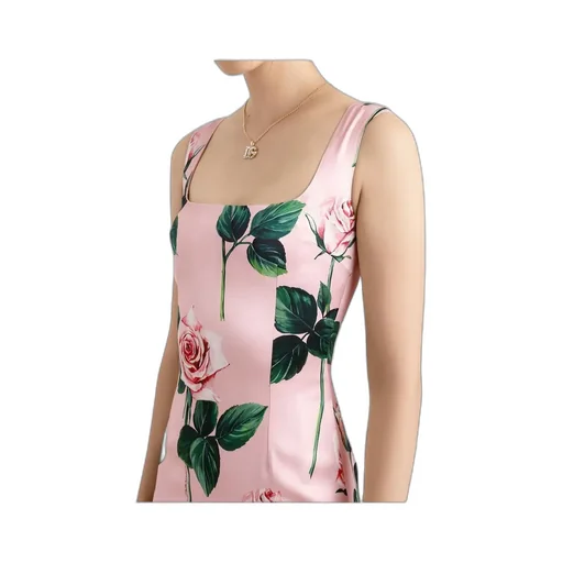 Floral Printed Square Neck Midi Dress