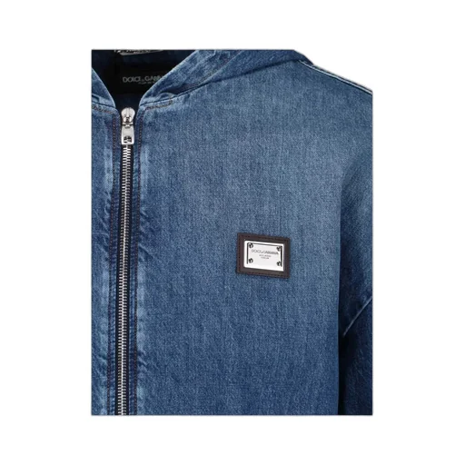 Logo Tag Hooded Denim Jacket
