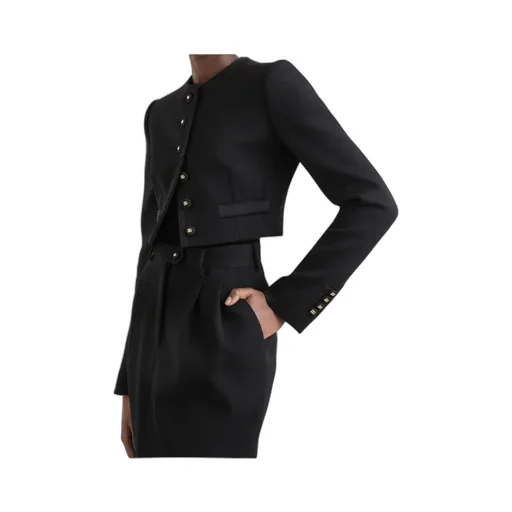 Logo Buttoned Cropped Jacket
