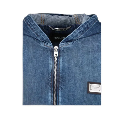Logo Tag Hooded Denim Jacket