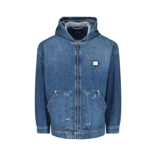 Logo Tag Hooded Denim Jacket