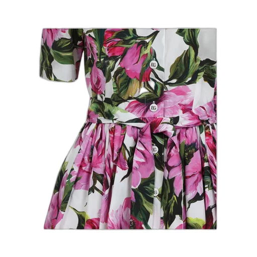Peonie-Print Cotton Midi Dress