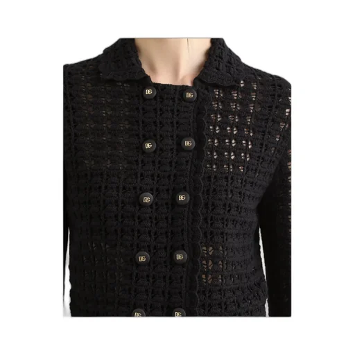 Double-Breasted Crochet Jacket