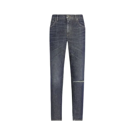 Logo Plaque Distressed Jeans