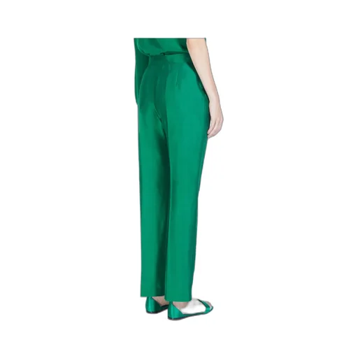 High-Waisted Silk Trousers