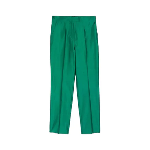 High-Waisted Silk Trousers