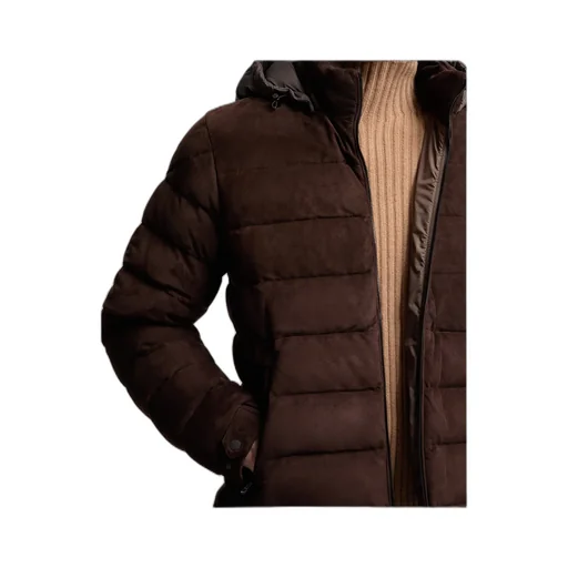 Arneb Hooded Suede Short Down Jacket