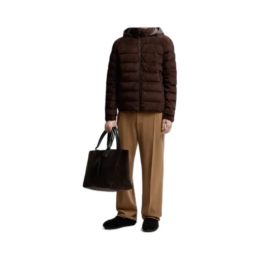 Arneb Hooded Suede Short Down Jacket