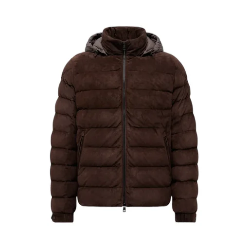 Arneb Hooded Suede Short Down Jacket