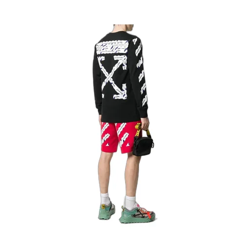 Airport Tape Printed Long-Sleeved Hoodie