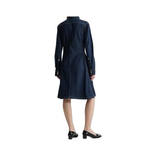 Scarf Collar Denim Dress