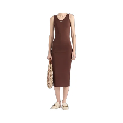 Logo-Triangle Sleeveless Knitted Dress