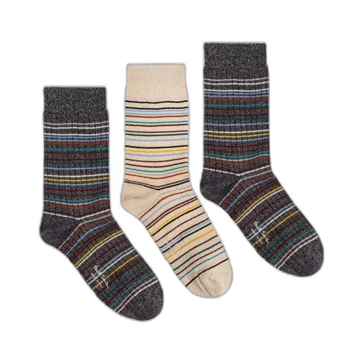 Three Pack Of Cotton Socks With Lurex Thread