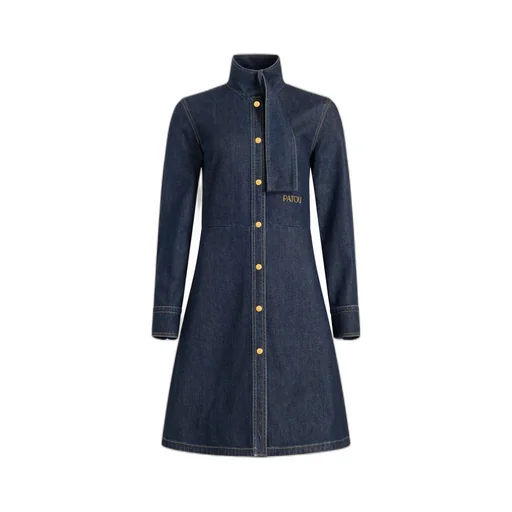 Scarf Collar Denim Dress