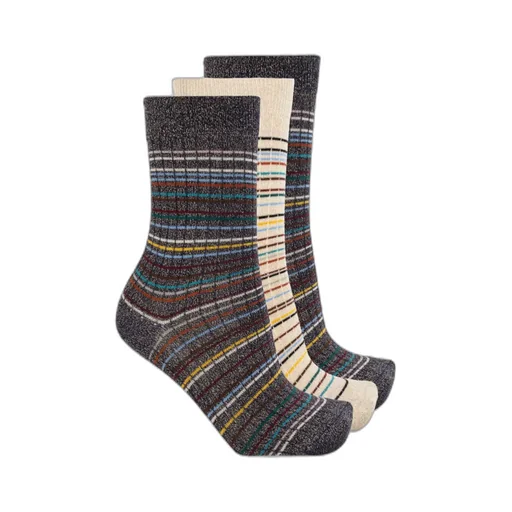 Three Pack Of Cotton Socks With Lurex Thread
