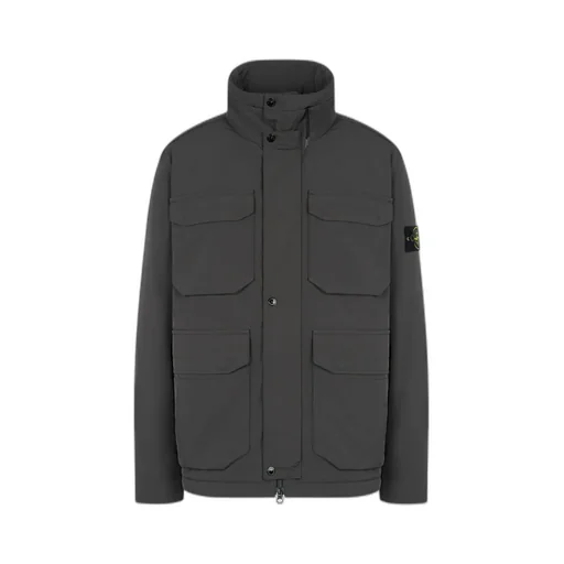 Compass-Badge Funnel Neck Puffer Jacket