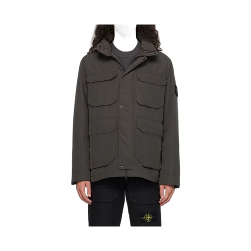 Compass-Badge Funnel Neck Puffer Jacket