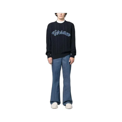 Logo Appliqué Cable-Knit Jumper