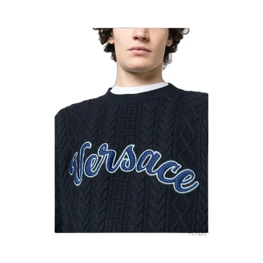 Logo Appliqué Cable-Knit Jumper